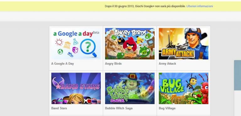 Google+ Games verrà chiusa il 30 Giugno!