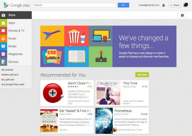 Nuovo Google Play Web Store online