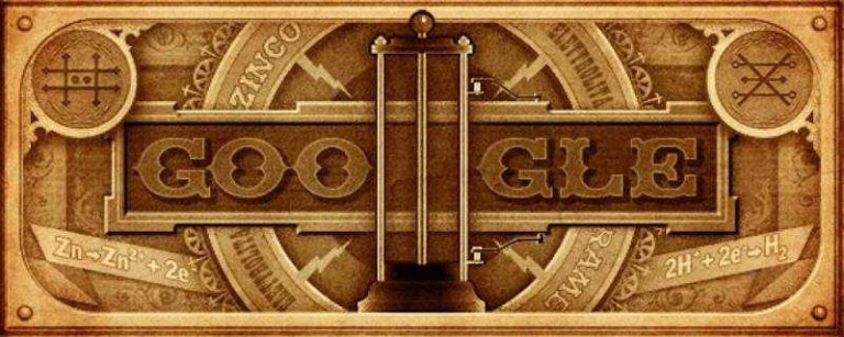 Google dedica un Doodle per i 270 di Alessandro Volta, inventore della pila