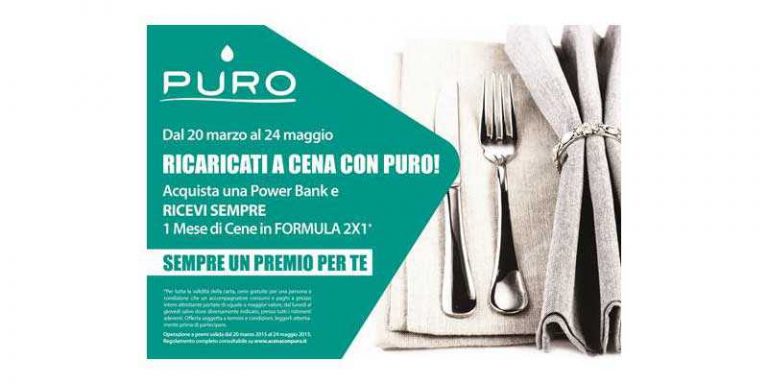 Ricaricati a cena con PURO, il contest per vincere cene 2×1