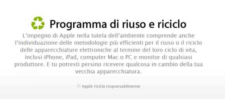 Apple pensa all’ambiente con il programma ‘Riusa e Ricicla’