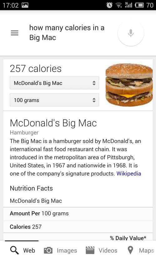 Quante calorie ha un Big Mac