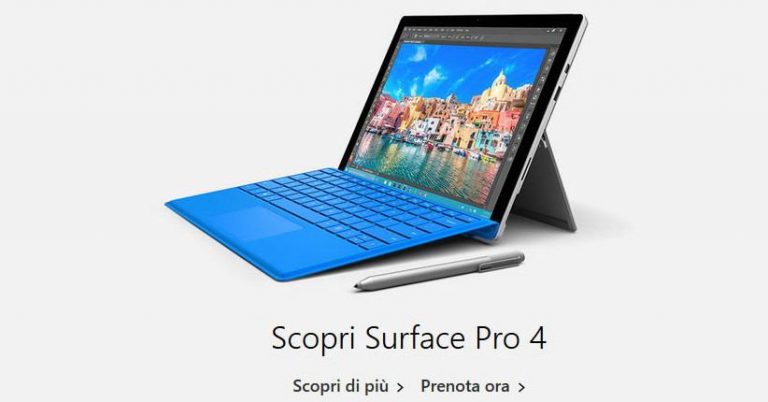 Microsoft Surface Pro 4, su Microsoft è possibile prenotarlo