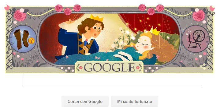 Nel doodle di Google di oggi, le favole di Charles Perrault