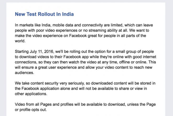 facebook offline video