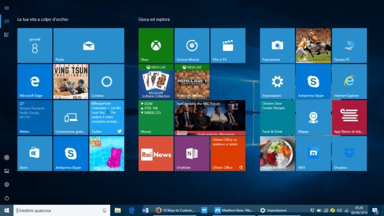 Abilitare interfaccia Windows 8 like in Windows 10 Anniversary Update