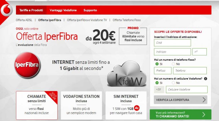 Offerte Vodafone Fibra casa, solo per oggi a 20 euro e 4 nuove città per gigabit