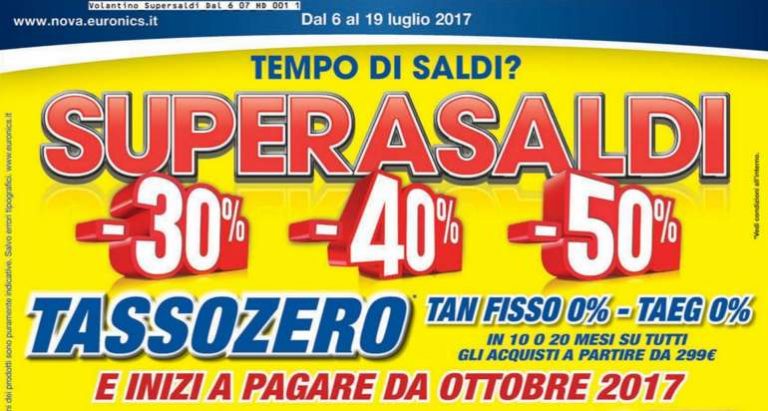 Super Saldi Euronics con il nuovo volantino valido dal oggi 6 luglio e fino al 19