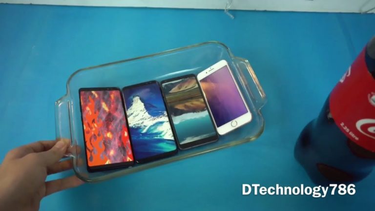 Samsung Galaxy Note 8 vs Samsung Galaxy S8 vs LG G6 vs iPhone 7 Plus in un Coca Cola Test