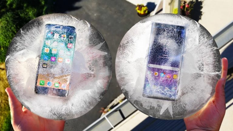 iPhone 8 e Samsung Galaxy Note 8 in uno strambo Drop test: prima congelati e poi lanciati sull'asfalto