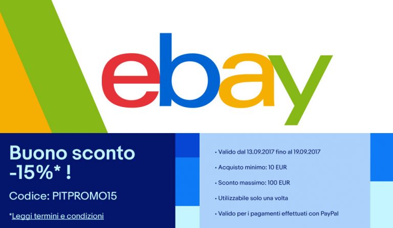 Sconto eBay del 15% per chi paga con PayPal disponibile per pochi giorni