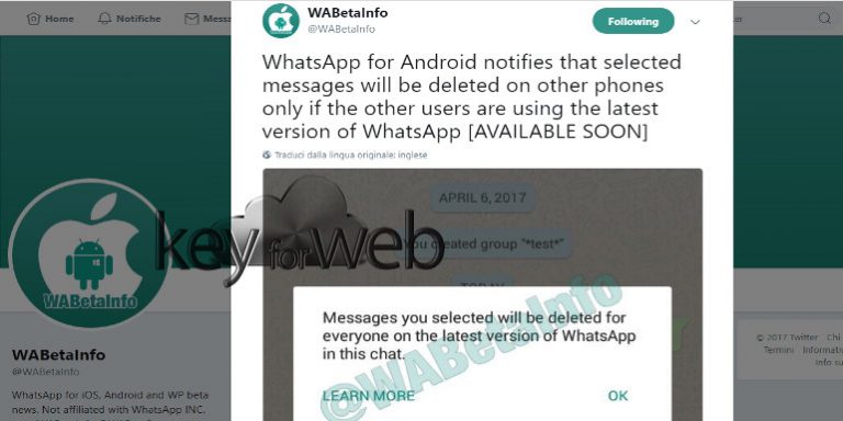 Cancellare messaggi WhatsApp inviati: si può fare