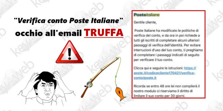 “Verifica conto Poste Italiane”, occhio all’email truffa