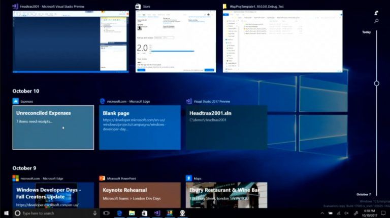 Timeline di Windows 10, prime tracce della prossima funzione