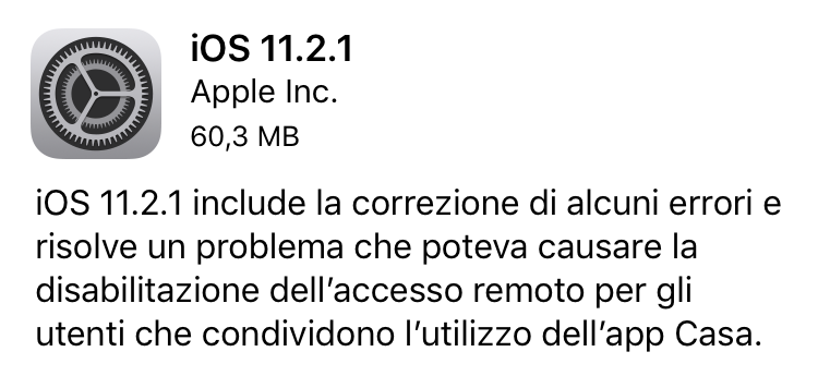 iOS 11.2.1 disponibile per tutti gli utenti