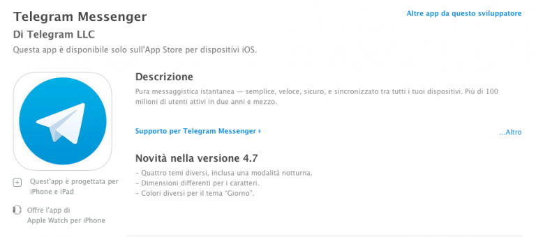 telegram si aggiorna
