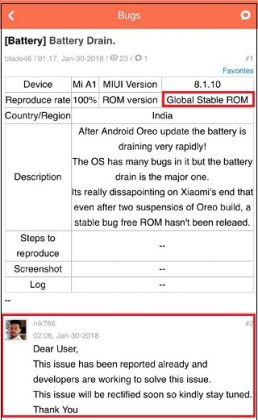 bug fix 1 Xiaomi Mi A1