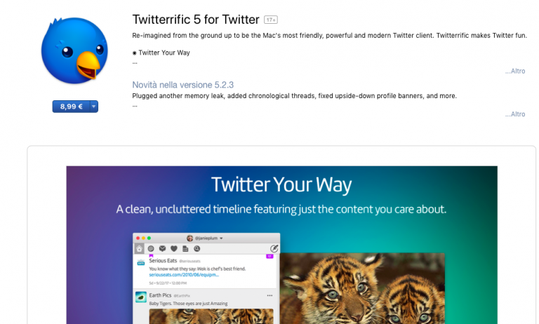 Twitter per Mac non c’è più? Twitterrific ne approfitta