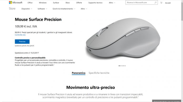 Microsoft Italia, arrivano Surface Precision Mouse e Arc Mouse Nero