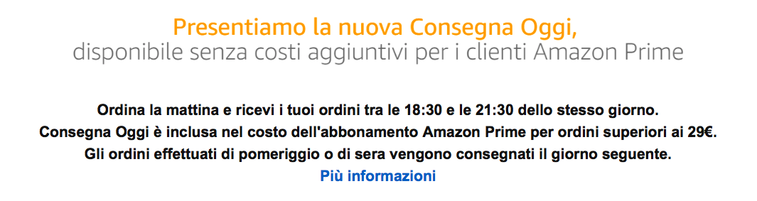 amazon consegna oggi