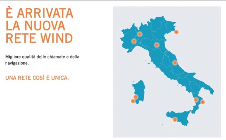 Wind-tre: arriva la mappa della rete unica