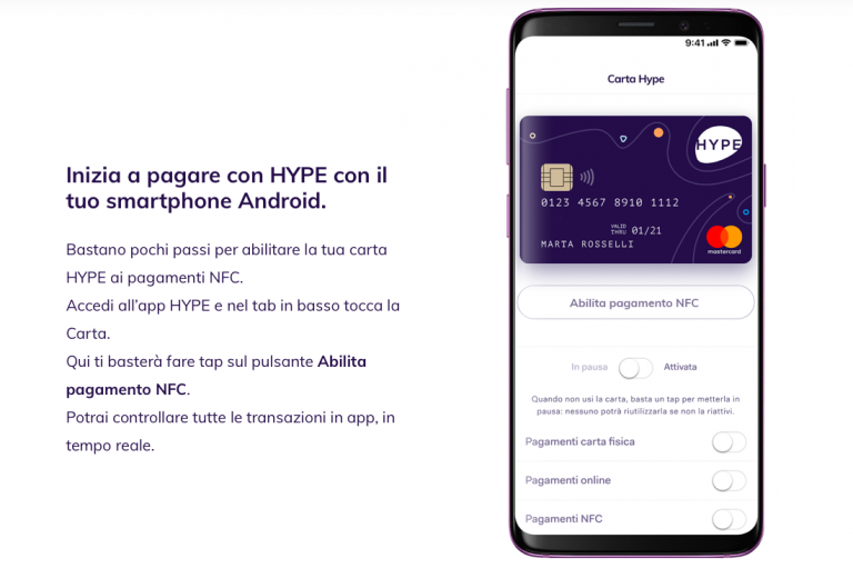 HYPE consente di effettuare pagamenti NFC anche su Android