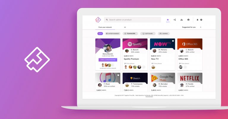 Together Price, il portate tutto italiano per la condivisione di account si rinnova