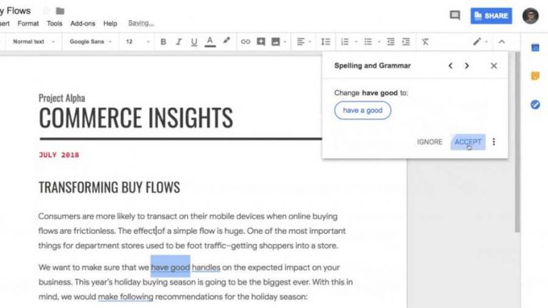 Google Documenti aggiunge il controllo grammaticale con tecnologia AI