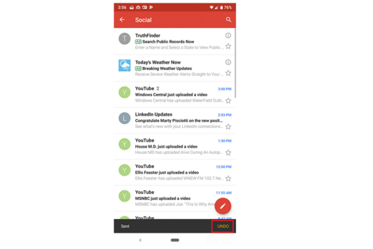 Gmail per Android consente ora di cancellare email già inviate