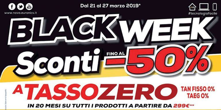 Nuovo volantino Euronics: Ecco la Black Week