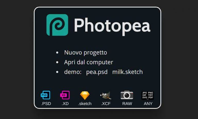 Photopea: editor immagini su web – adatto per i Chromebook