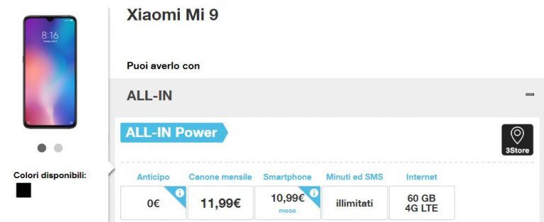 come avere Xiaomi Mi 9 con Tre