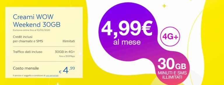 PosteMobile: lanciata la nuova offerta Creami WOW Weekend 30 GB