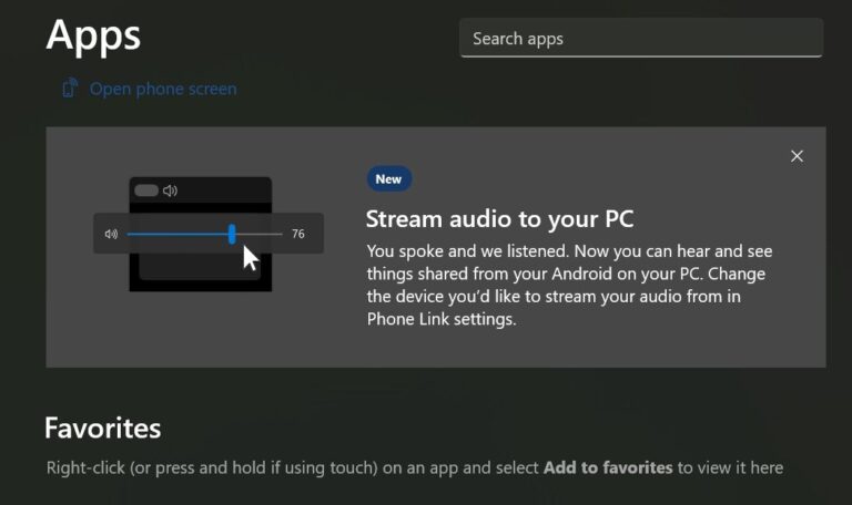 Windows 11: in arrivo lo streaming audio da Android a PC